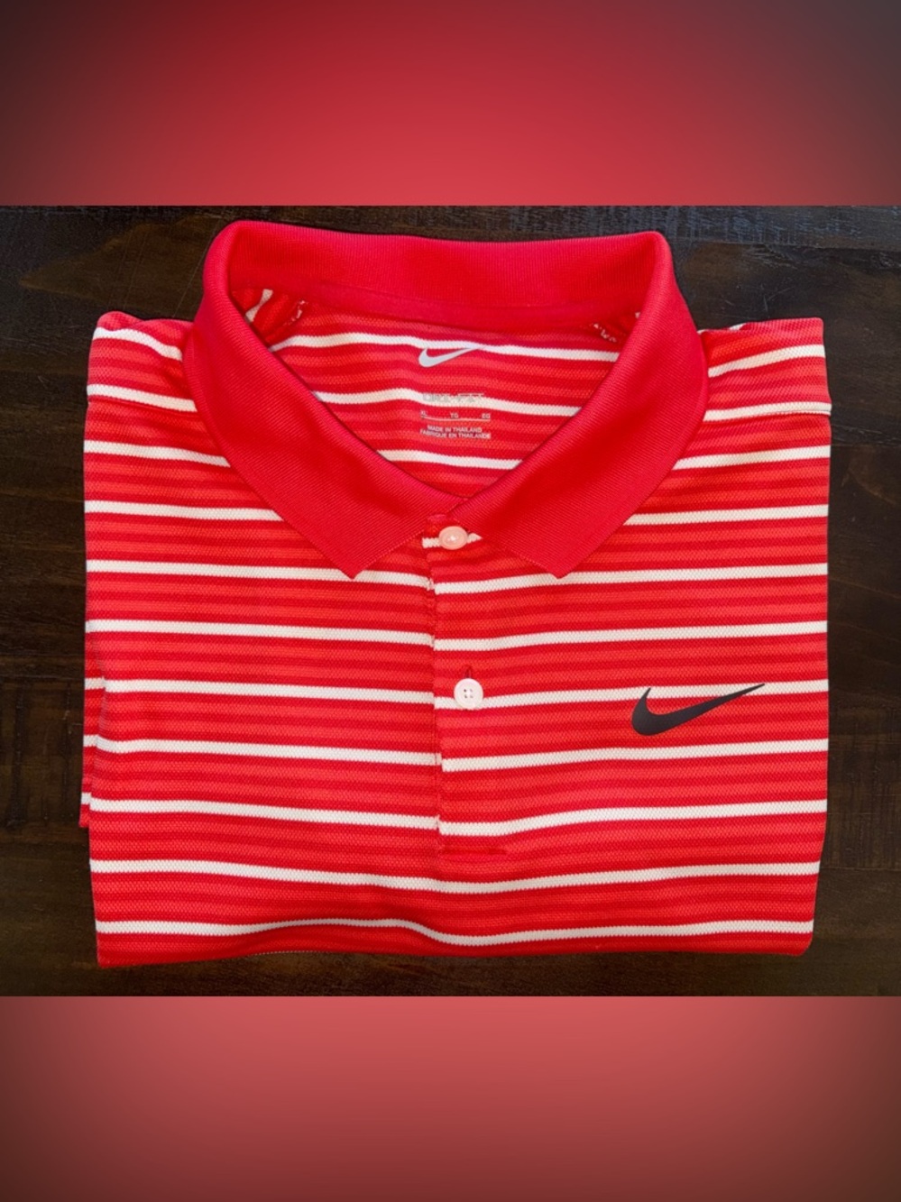 Nike | XL | Golf Victory Dri-FIT Red & White Striped Short Sleeve Polo Shirt